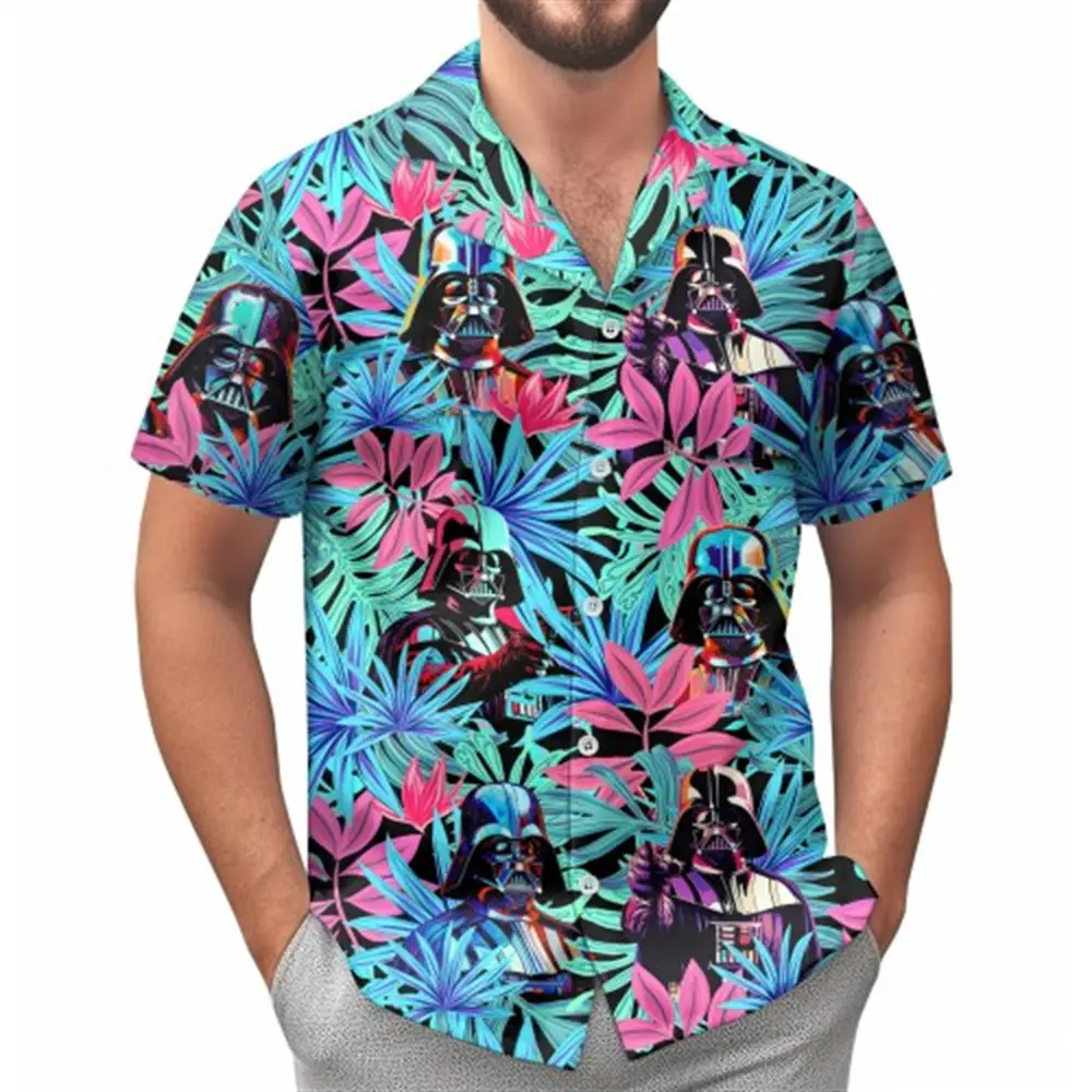 Hawaii Palm Print Short Sleeve Men Shirt Blue — feature 19