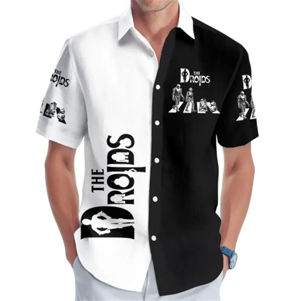 Hawaii Palm Print Short Sleeve Men Shirt Blue — feature 2