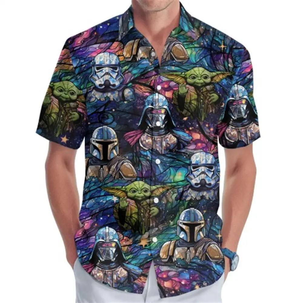 Hawaii Palm Print Short Sleeve Men Shirt Blue — feature 20