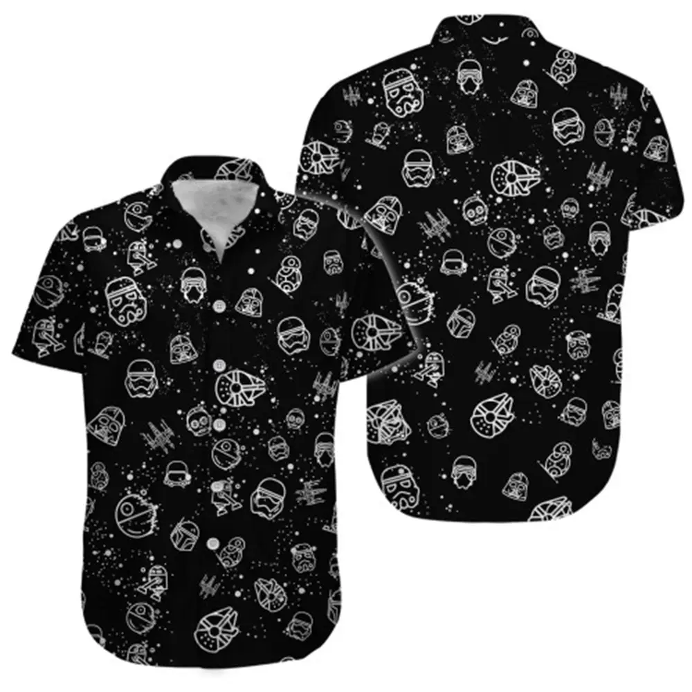 Hawaii Palm Print Short Sleeve Men Shirt Blue — feature 25