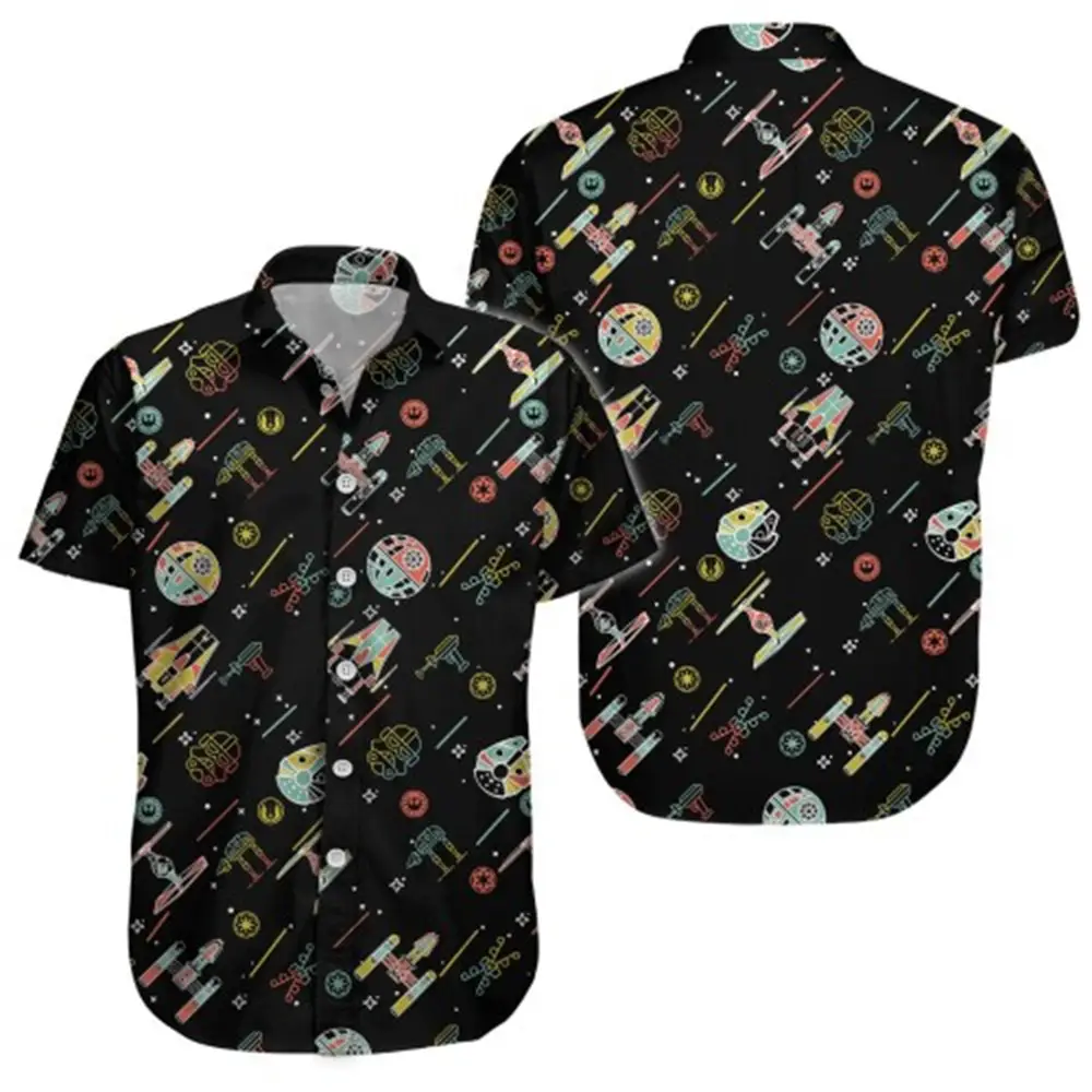 Hawaii Palm Print Short Sleeve Men Shirt Blue — feature 4