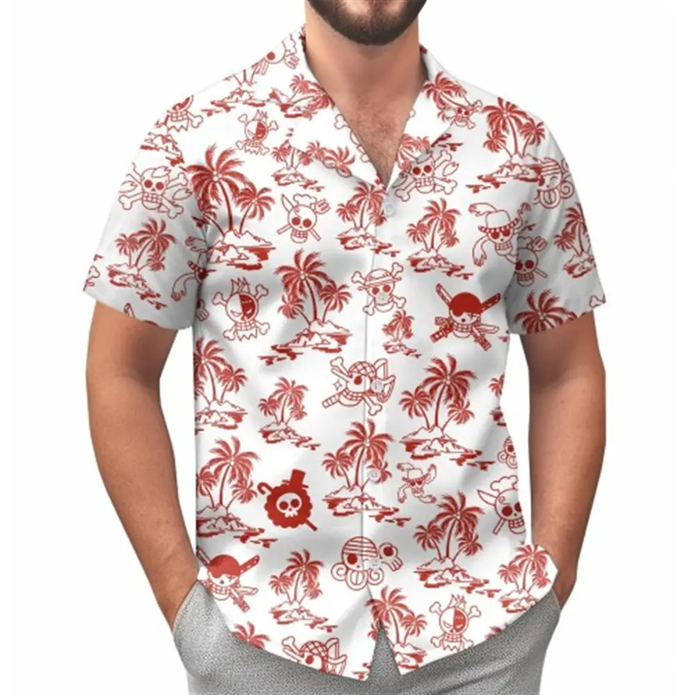 Hawaii Palm Print Short Sleeve Men Shirt Blue — feature 5