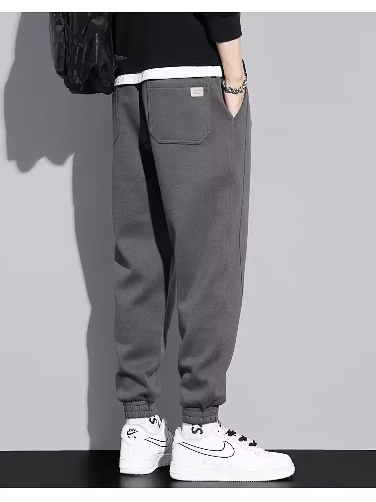 Men's Grey Sweatpants Korean Style Loose Fit Cotton - Image 8