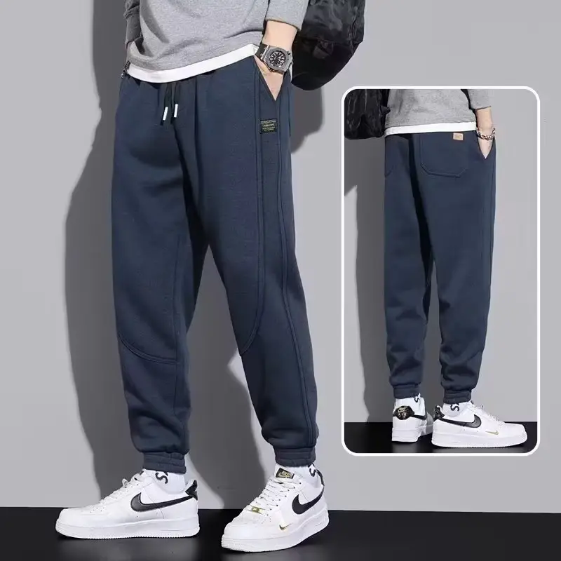 Men's Grey Sweatpants Korean Style Loose Fit Cotton - Image 2