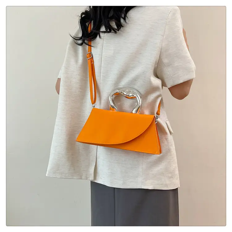 Orange Textured Metal Crossbody Bag for Women — feature 14