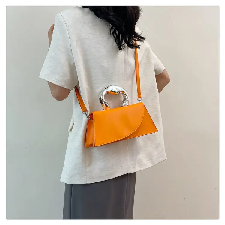 Orange Textured Metal Crossbody Bag for Women — feature 15