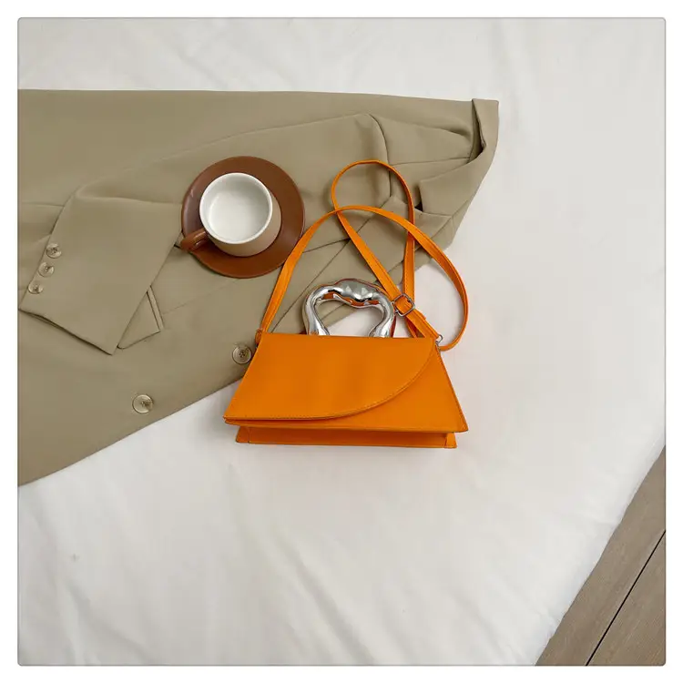 Orange Textured Metal Crossbody Bag for Women — feature 32