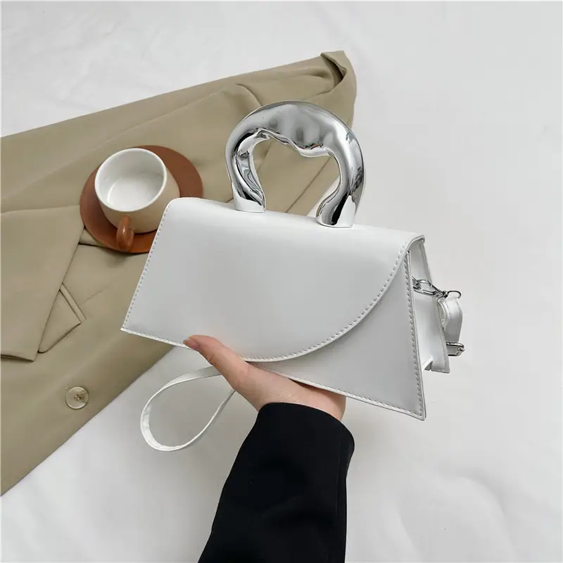 Orange Textured Metal Crossbody Bag for Women