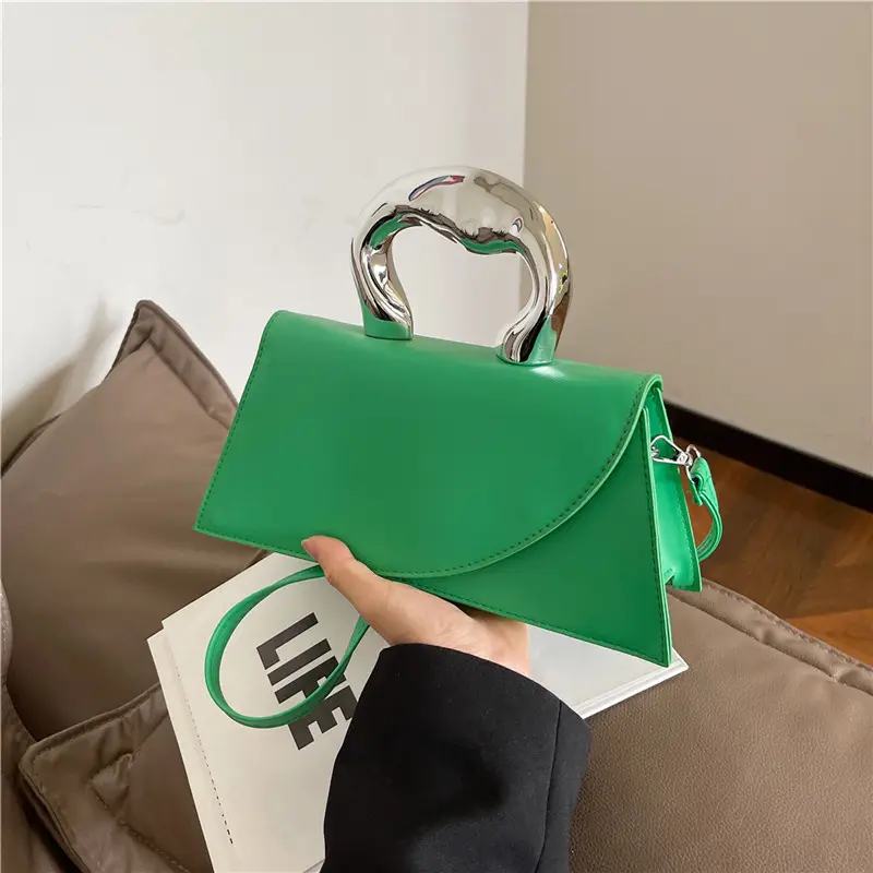 Orange Textured Metal Crossbody Bag for Women