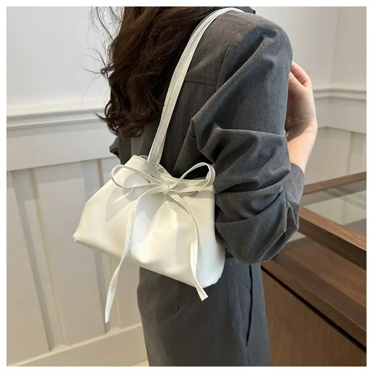 Women Drawstring Satchel Bag Cream 2024 — feature 10