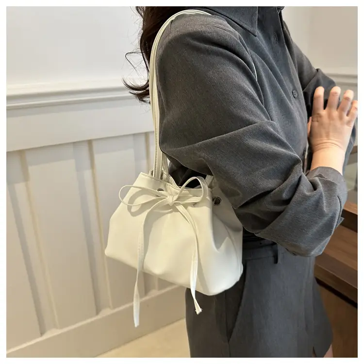 Women Drawstring Satchel Bag Cream 2024 — feature 11