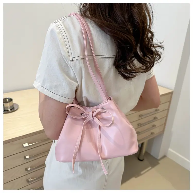 Women Drawstring Satchel Bag Cream 2024 — feature 12