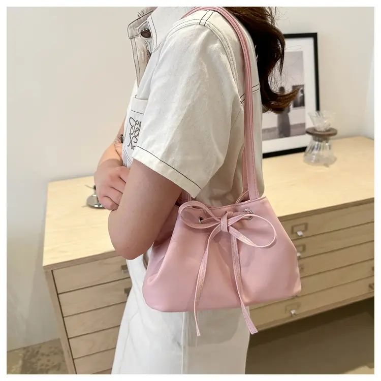Women Drawstring Satchel Bag Cream 2024 — feature 13