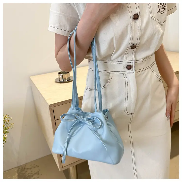 Women Drawstring Satchel Bag Cream 2024 — feature 14