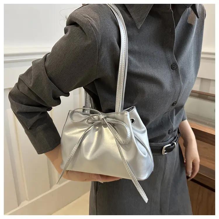 Women Drawstring Satchel Bag Cream 2024 — feature 9