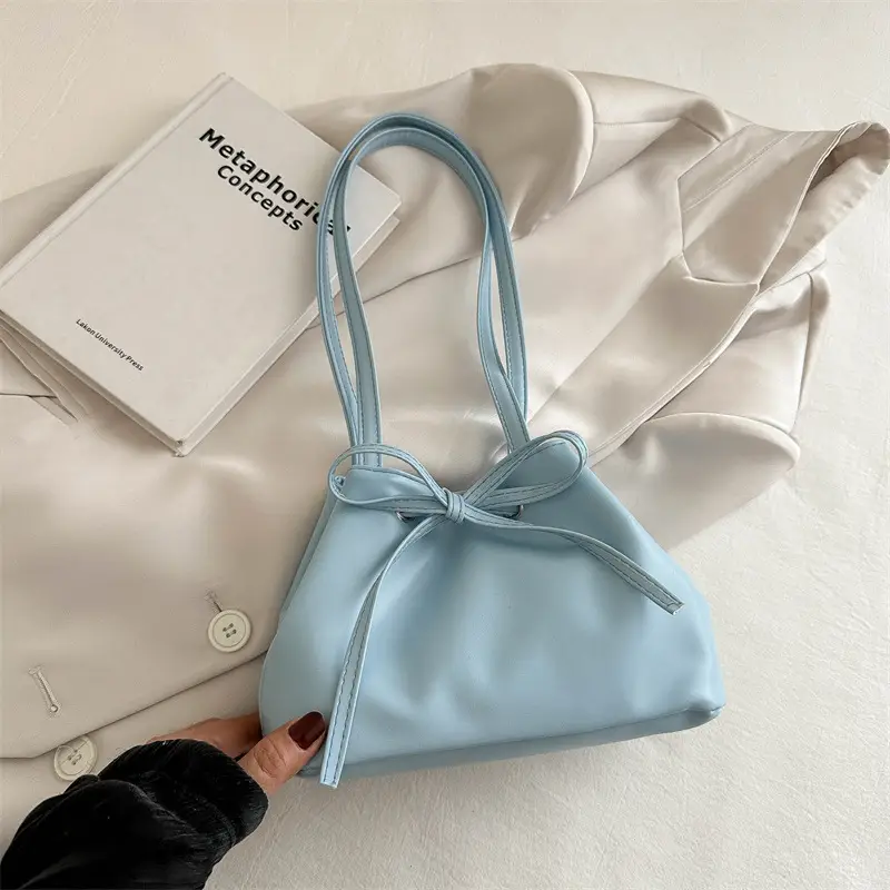Women Drawstring Satchel Bag Cream 2024 - Image 5