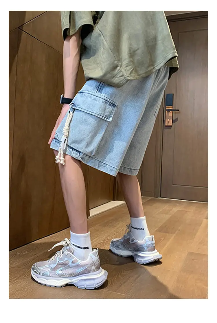 Men Oversize Denim Shorts Summer Casual American Style — feature 11