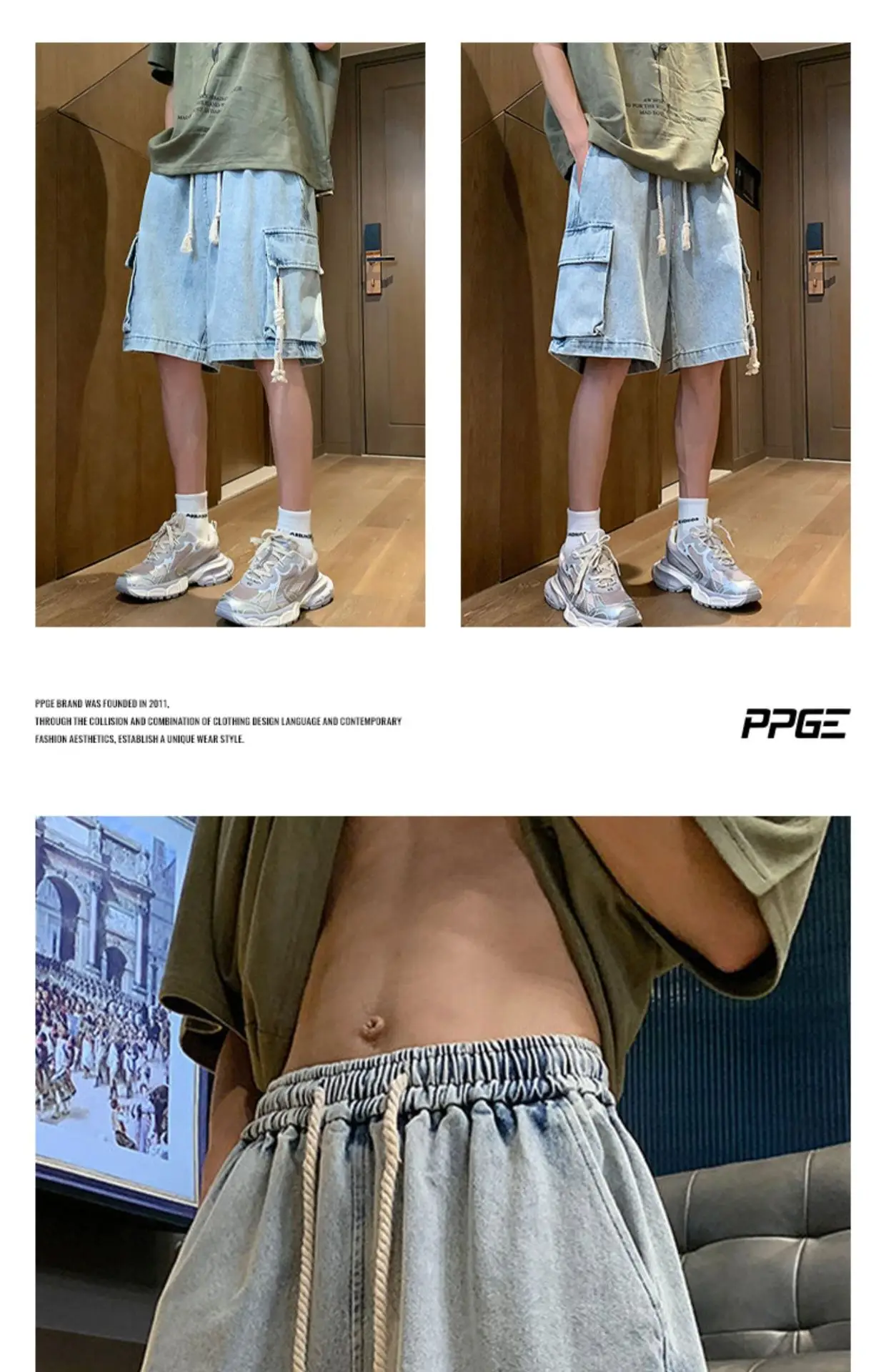 Men Oversize Denim Shorts Summer Casual American Style — feature 12