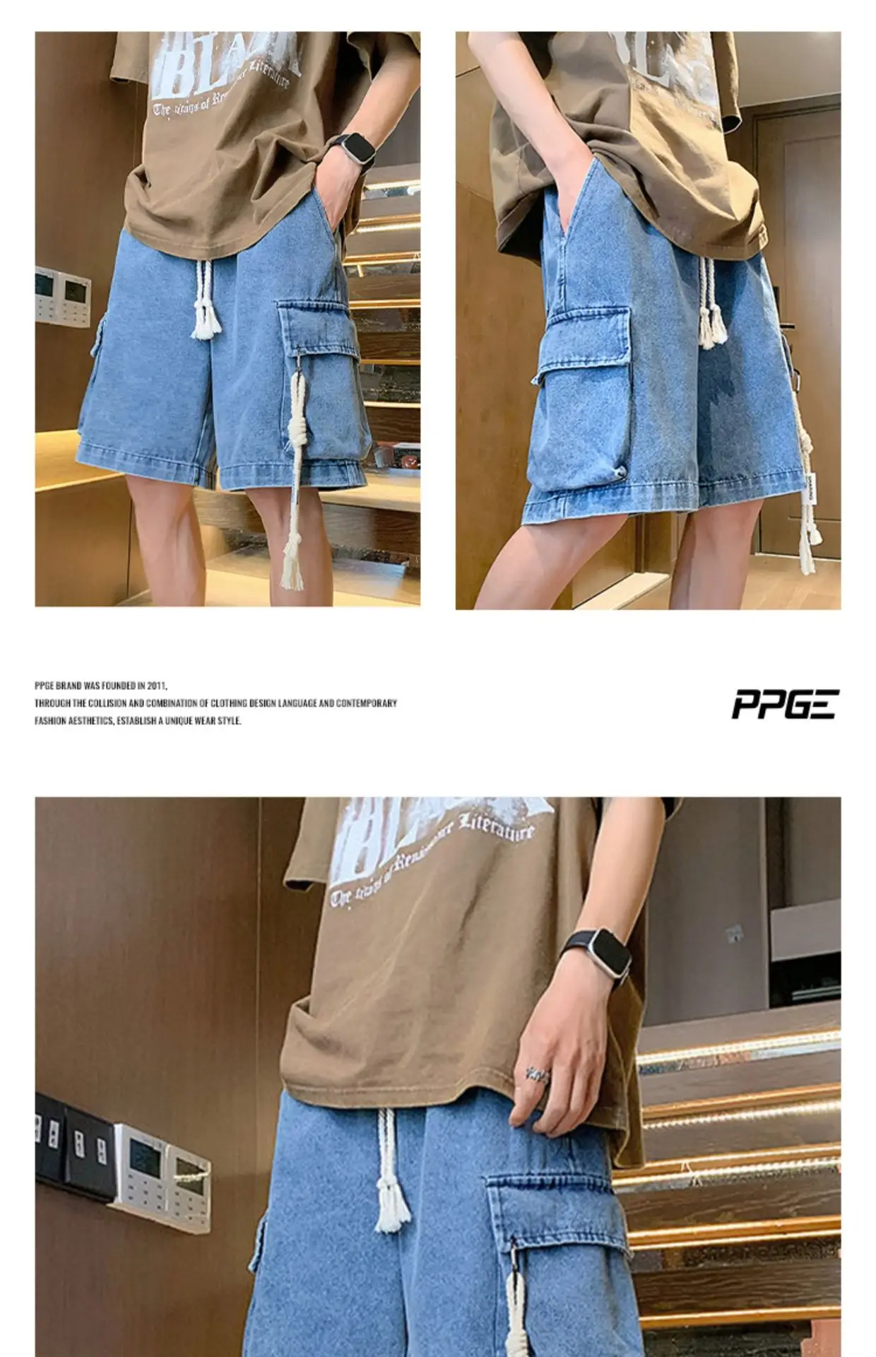 Men Oversize Denim Shorts Summer Casual American Style — feature 6