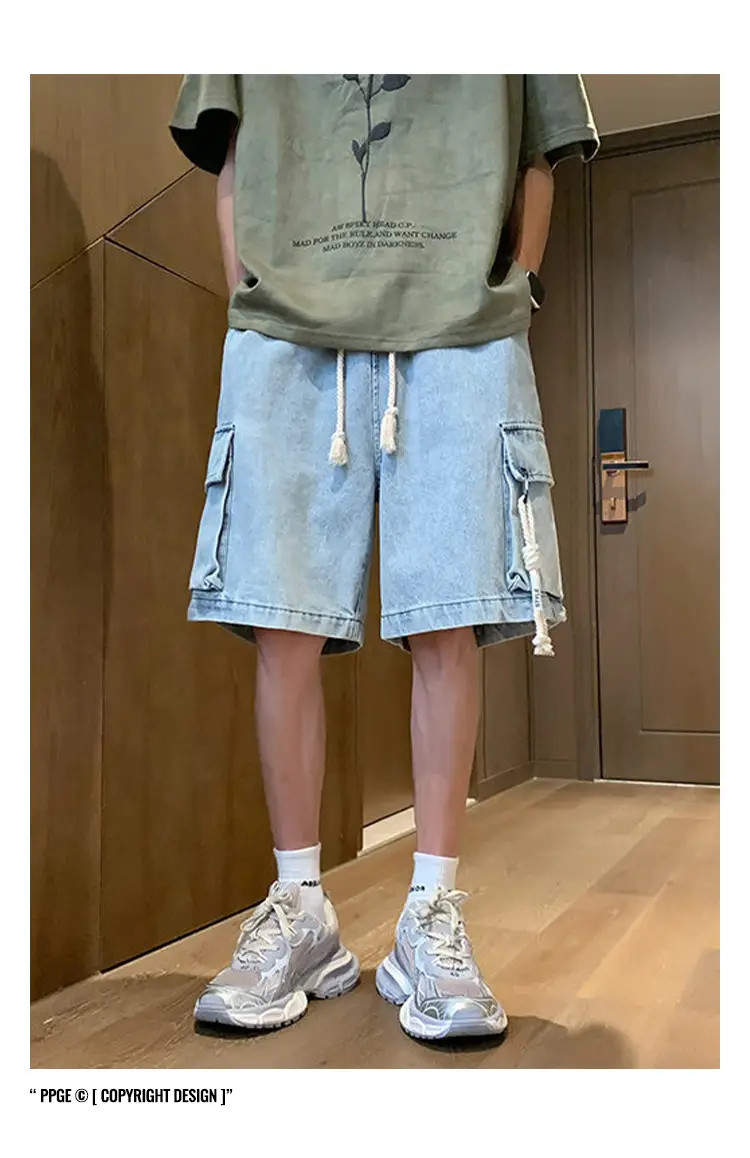 Men Oversize Denim Shorts Summer Casual American Style — feature 8
