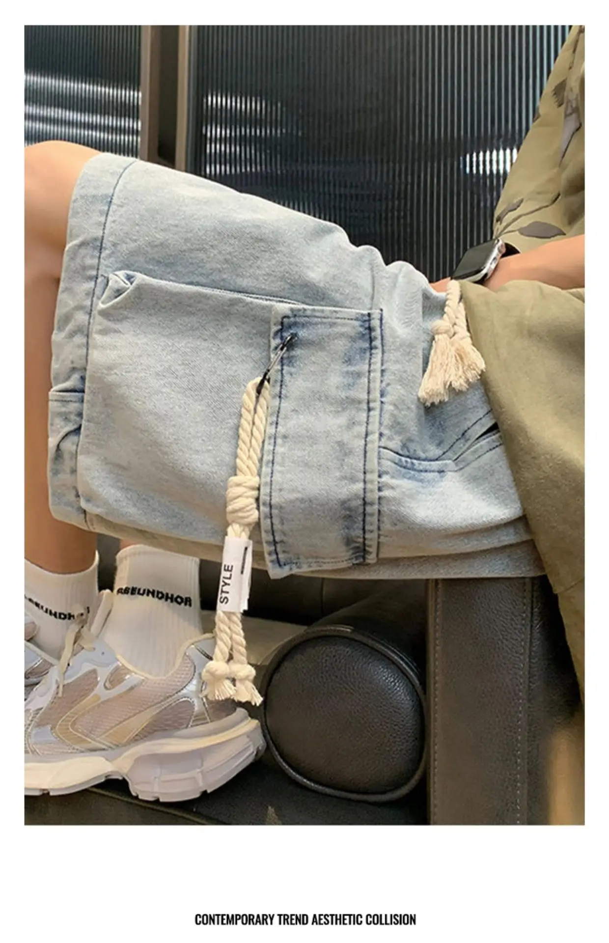Men Oversize Denim Shorts Summer Casual American Style — feature 9