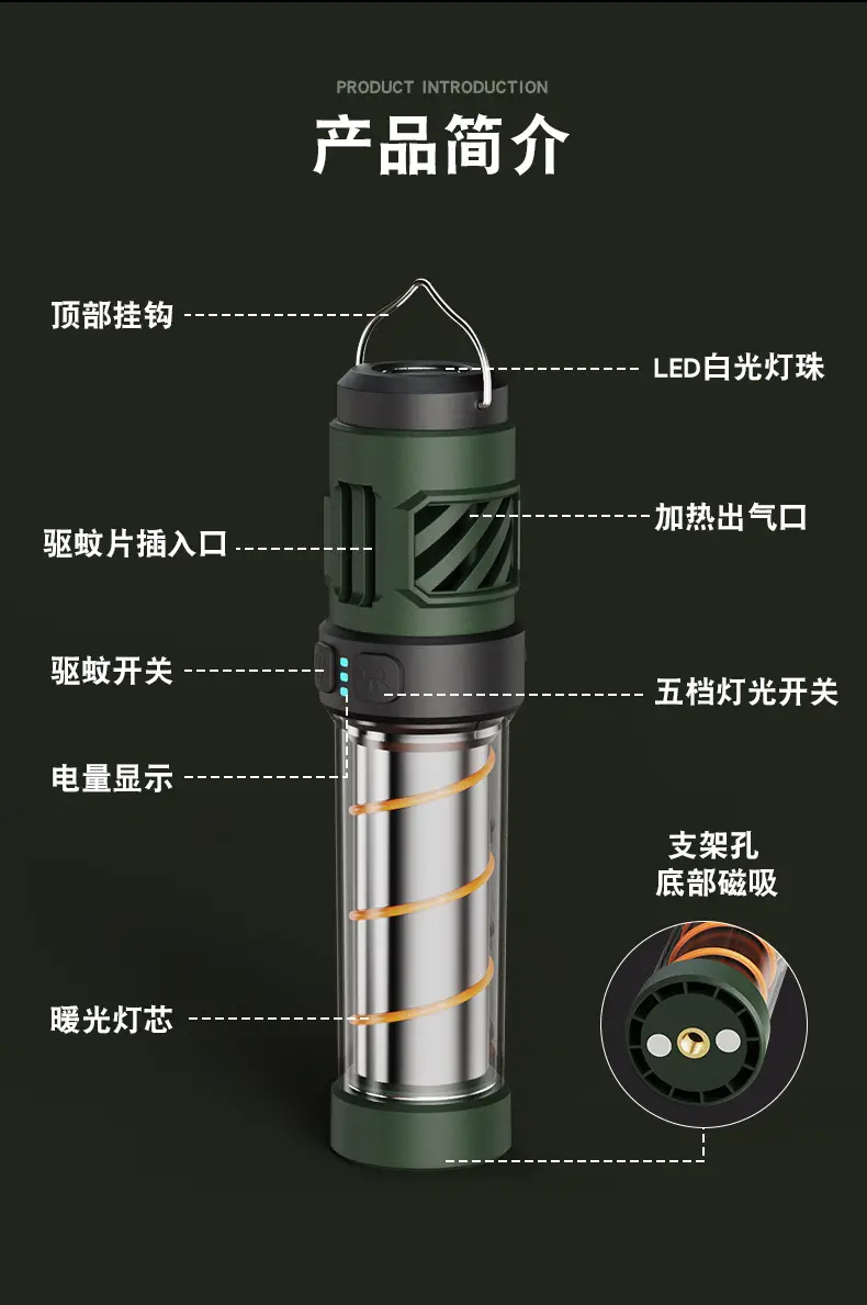 Outdoor Mosquito Lamp 3000mAh LED Camping Flashlight — feature 3
