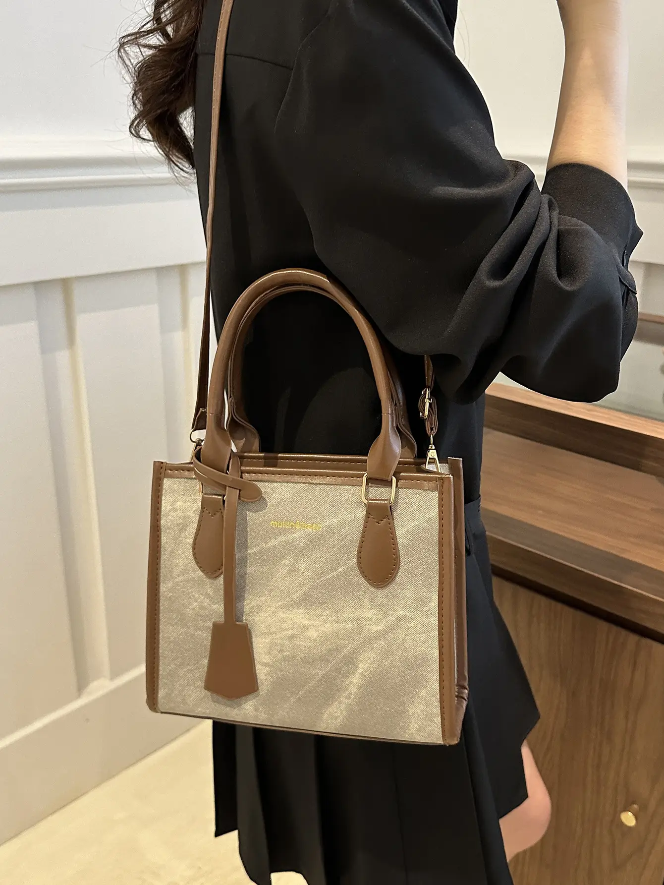 Women's 2024 New Summer Crossbody Shoulder Bag Brown Grey - Image 6