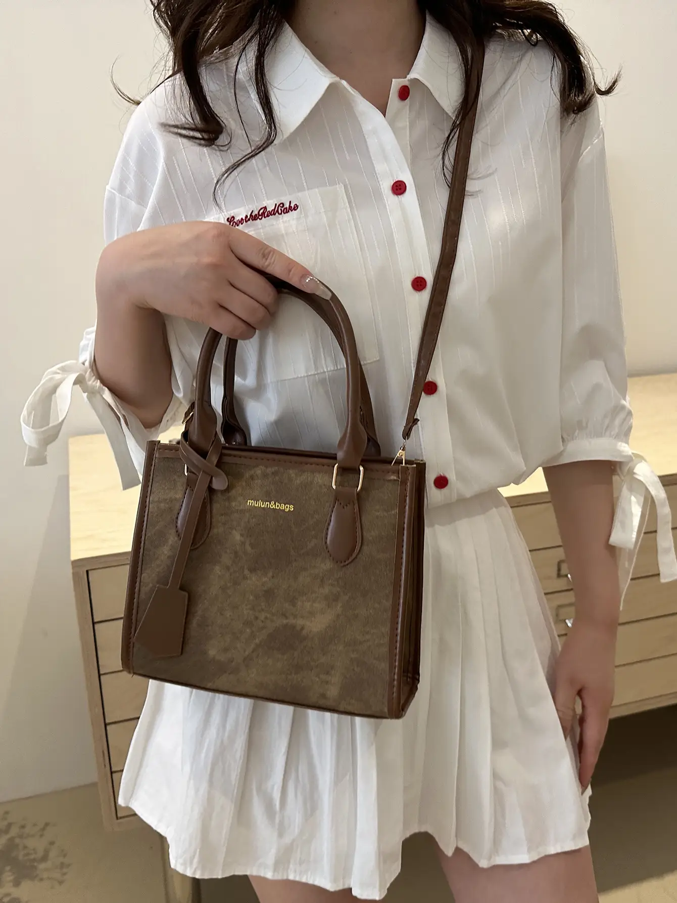 Women's 2024 New Summer Crossbody Shoulder Bag Brown Grey - Image 8