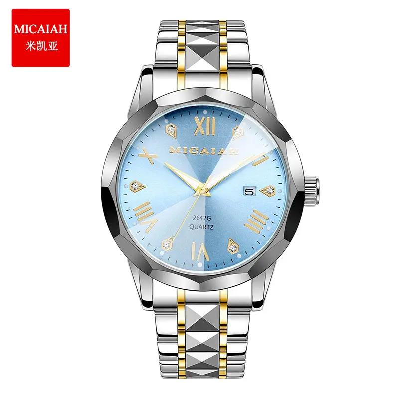 Mikaya Quartz Watch Silver Gold Band 100m Waterproof - Image 7
