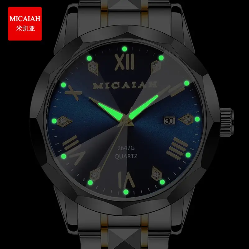 Mikaya Quartz Watch Silver Gold Band 100m Waterproof - Image 8