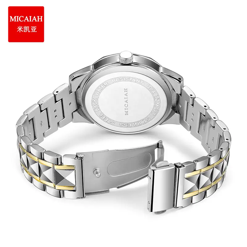 Mikaya Quartz Watch Silver Gold Band 100m Waterproof - Image 10