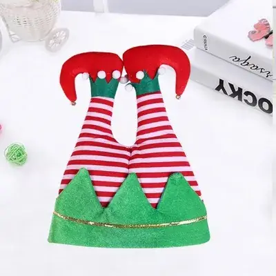Santa Red Velvet Christmas Hat with Star Embellishment - Image 2