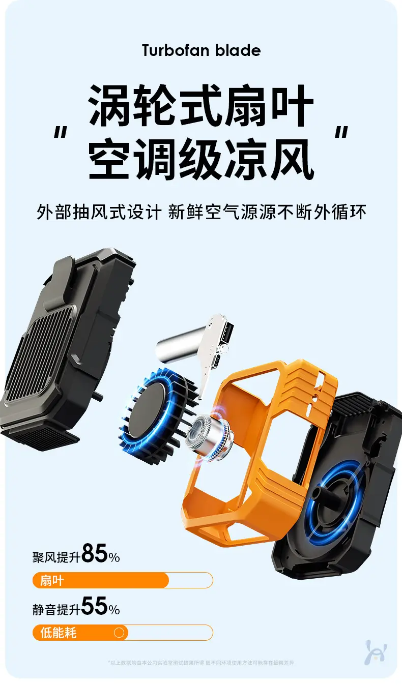 Portable Waist-Mounted Electric Fan Orange Black — feature 6