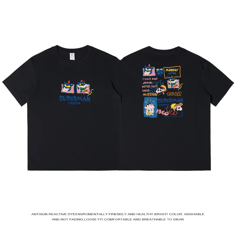 Men Japanese Style Cotton T-Shirt Navy Blue 2024 - Image 2