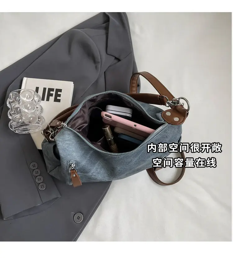 Women's Grey Crossbody Tote Bag Large Capacity 2024 — feature 10