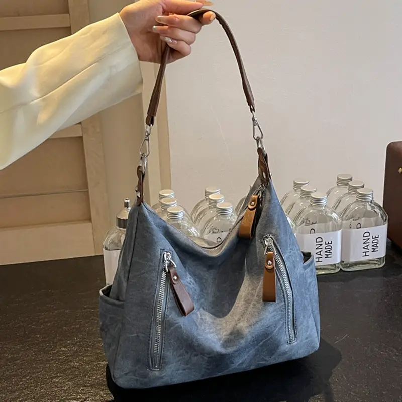 Women's Blue Suede Crossbody Tote Bag 2026 - Image 5