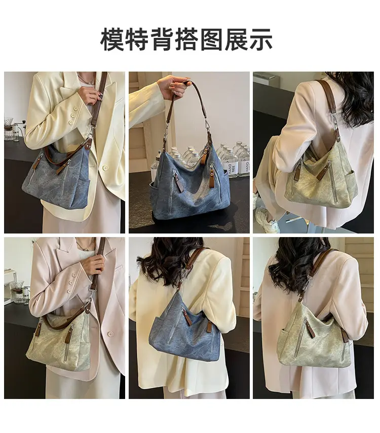 Women's Blue Suede Crossbody Tote Bag 2026 — feature 12
