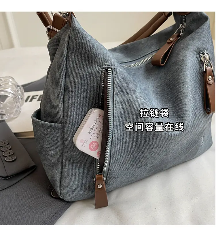 Women's Blue Suede Crossbody Tote Bag 2026 — feature 15