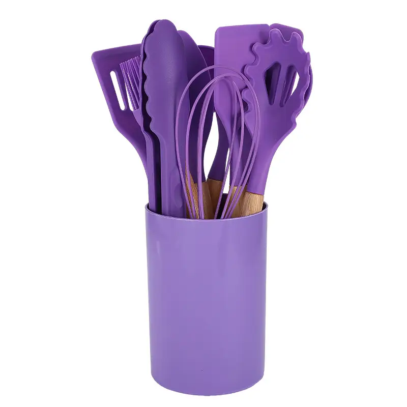 Silicone Kitchenware 19-Piece Set Kitchen Utensils Cooking Spatula and Spoon with Storage Bucket Knife Combination Set High Temperature Resistant