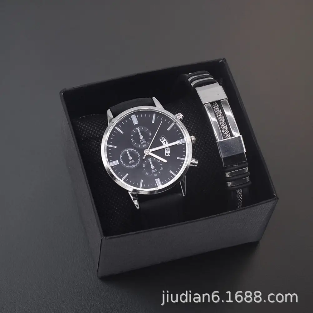 Men's Quartz Watch with Calendar & Bracelet Set - Image 5