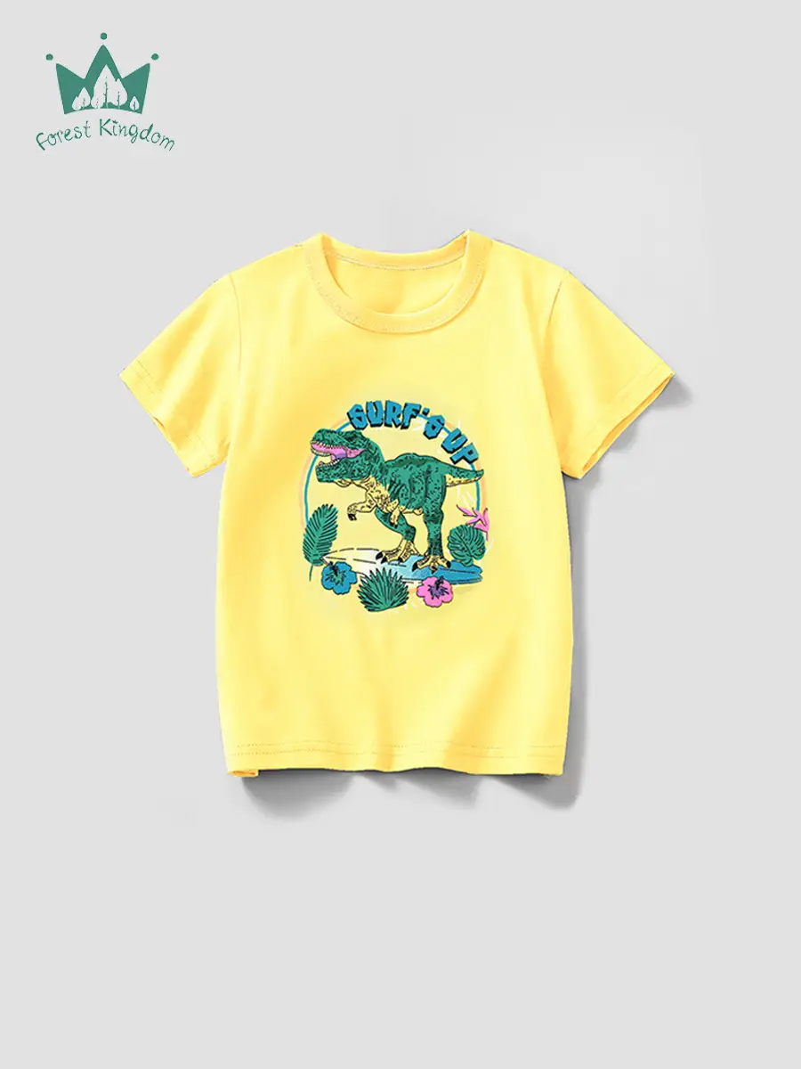Yellow T-Shirt for Boys Pure Cotton Summer Casual - Image 2