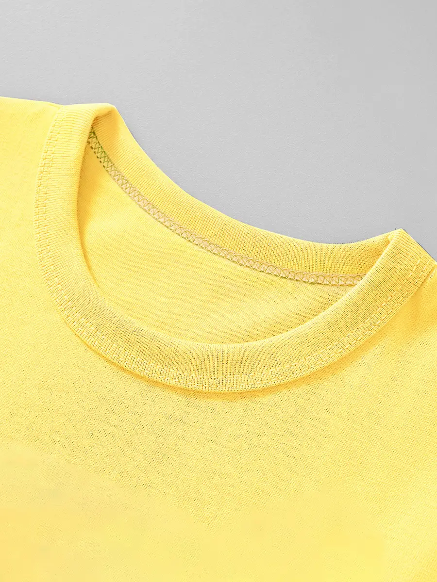 Yellow T-Shirt for Boys Pure Cotton Summer Casual - Image 4