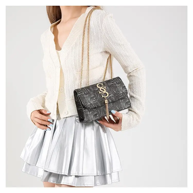 Women's White Chain Shoulder Crossbody Bag Mori Style Small - Image 8
