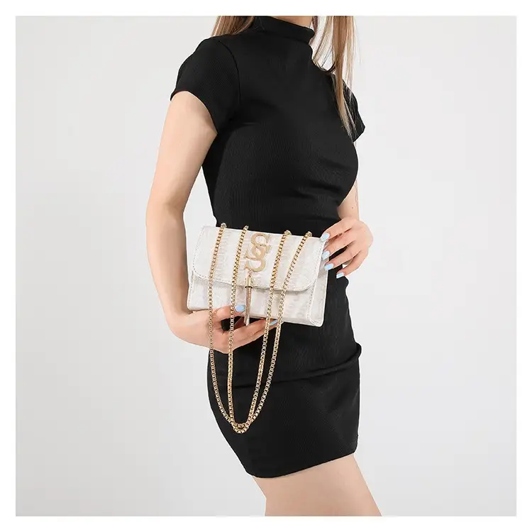 Women's White Chain Shoulder Crossbody Bag Mori Style Small - Image 9
