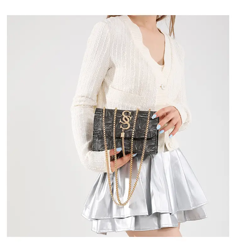 Women's White Chain Shoulder Crossbody Bag Mori Style Small — feature 21
