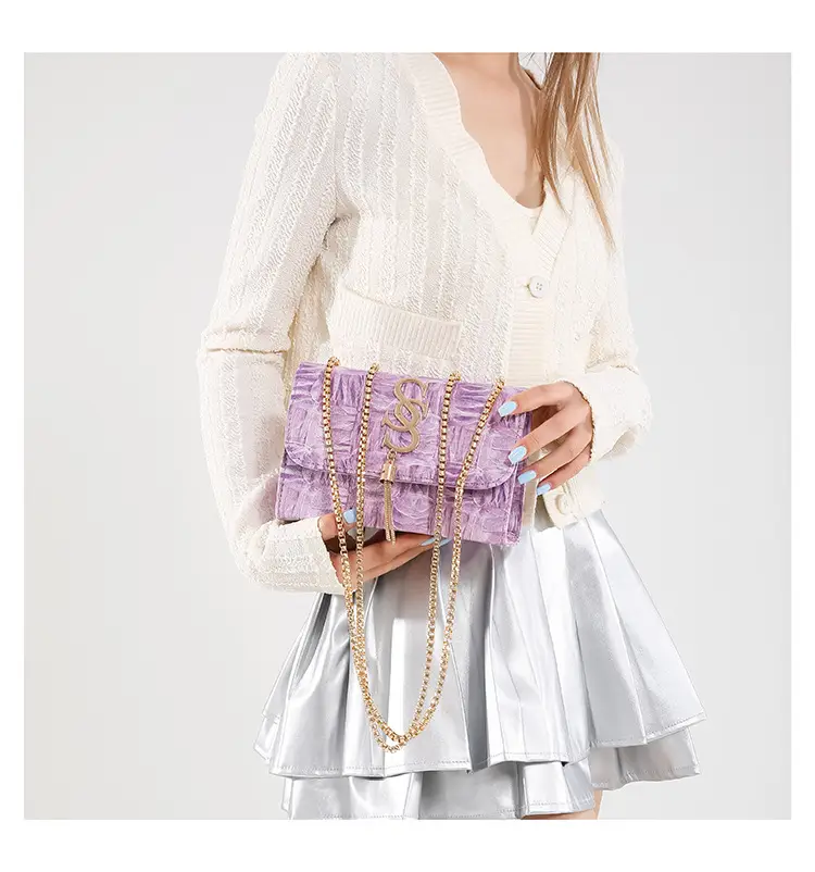 Women's White Chain Shoulder Crossbody Bag Mori Style Small — feature 24
