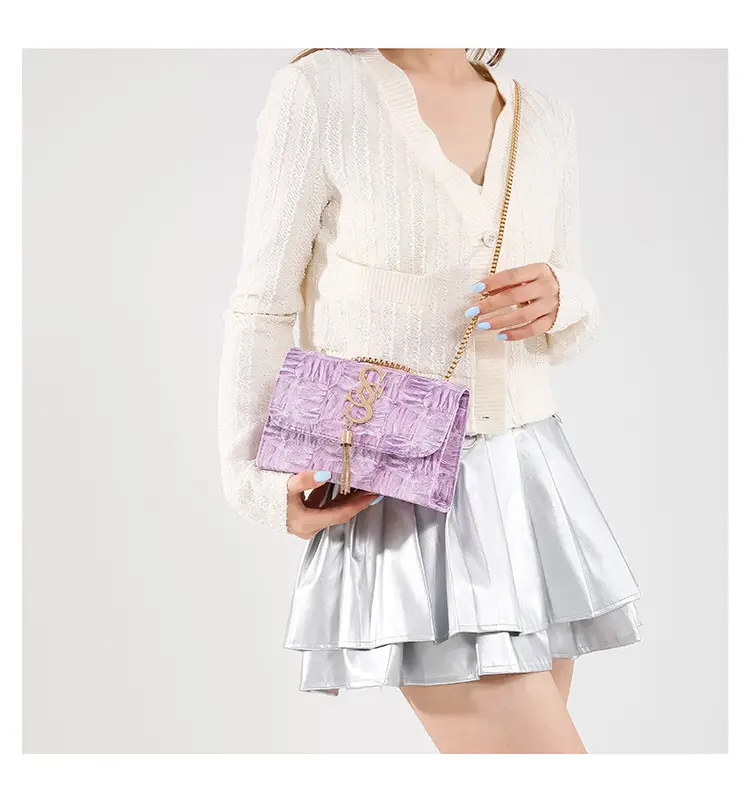 Women's White Chain Shoulder Crossbody Bag Mori Style Small — feature 26
