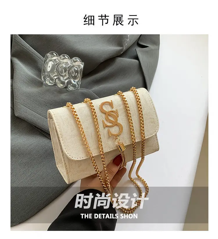 Women's White Chain Shoulder Crossbody Bag Mori Style Small — feature 4