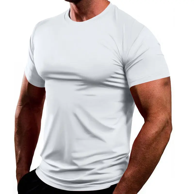 Men's Pure Color Quick-Drying T-Shirt White - Image 7