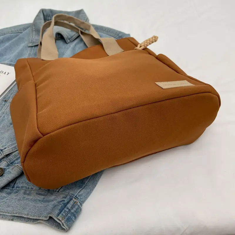 College Style Large Capacity Tan Tote Bag for Women